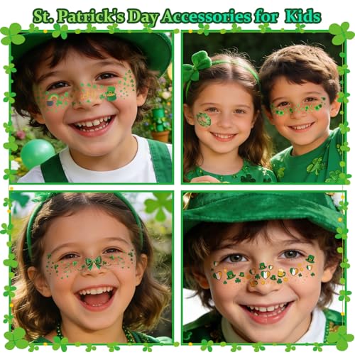 28 PCS St Patrick's Day Face Temporary Tattoos