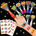 Hero LED Finger Lights & Tattoos 72 Pc Party Favor Set