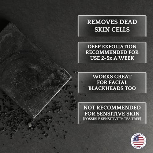 All Natural Body Acne Soap with Charcoal, Pumice, Tea Tree Oil & Vitamin E for a Deep Exfoliation Back Acne Treatment, Not for Sensitive Skin
