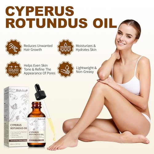 Rulviou 2 Pack Cyperus Rotundus Oil for Hair Removal & Skin Nourishment, 4 fl oz Bottles