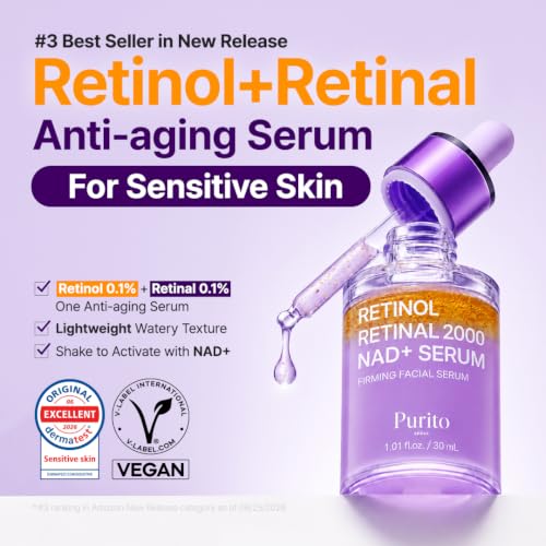 PURITO Anti-Aging Retinol & Retinal Serum 0.1% for Sensitive Skin – Night Renewal