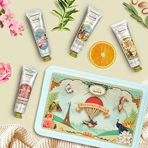 Un Air d'Antan Mom Gift Hand Cream Set - 4 Piece Hand Lotion Gift Set for Women - Working Hands Hand Cream- Shea Butter, Sweet Almond Oil Include Scents of Verbena, Floral, Rose, Cherry Blossom