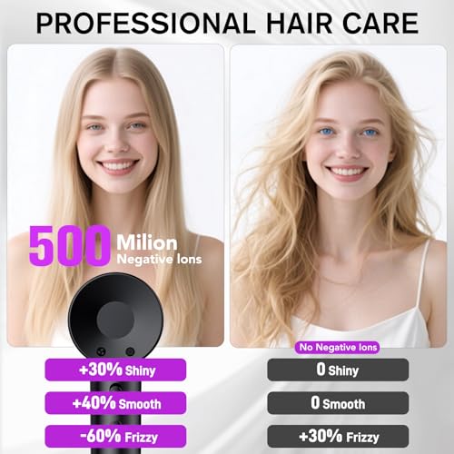 Aowoka Professional Hair Dryer 160000 RPM Ionic Blow Dryer with 500M Ions, 12 Settings, Low Noise, Lightweight