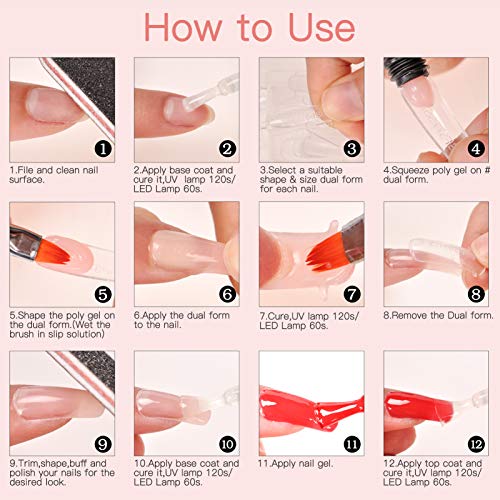 SEISSO Poly Nail Extension Gel Kit with Slip Solution & Nail Forms