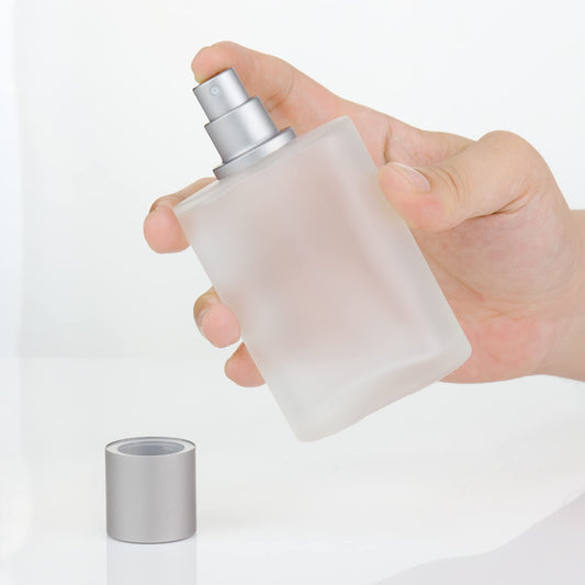 JJKMALL 100ML 3.4OZ Refillable Spray Perfume Bottles large cosmetic Fine Mist Atomizer Empty Frosted Clear Glass Essential Oil Container for Travel Makeup Party Refill tool