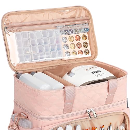 HOMEST Nail Polish Organizer - 80 Bottle Capacity with Lamp Storage