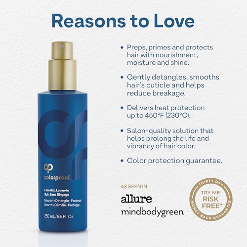 Colorproof Leave-In Treatment Spray 8.5 Fl. Oz. Heat Protection Spray for Hair, Smoothing and Detangling Spray with Color Protection, Coconut & Lemongrass Scent