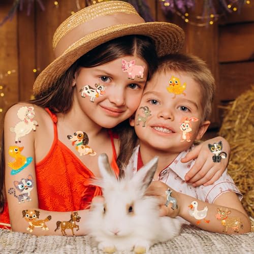 Winthrop 120 Pc Glitter Farm Animals Temporary Tattoos Kids