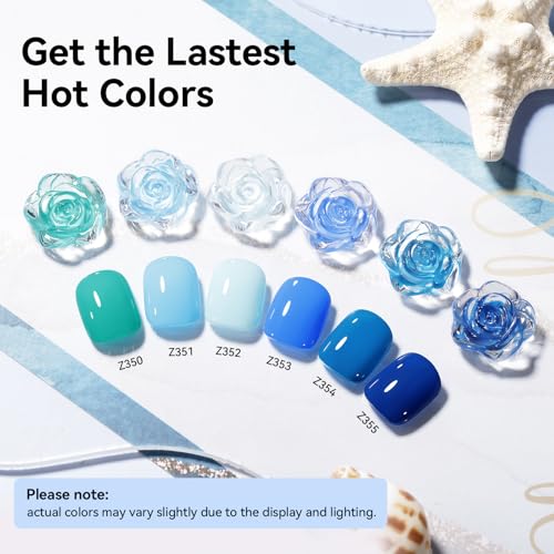 Blue Shades Nail Polish Set - Quick-Dry, No Lamp Needed - Blue Collection
