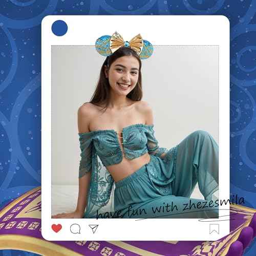 Sparkling Mouse Ears Sequin Bow Ears Headband for Women Dazzling Princess Hair Band Headwear for Princess Costume Theme Birthday Party