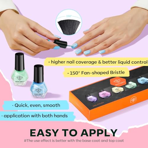 Modelones Pastel Macaron Nail Polish Set A07-Macaron, 6 Quick Dry Colors for Summer & Gift