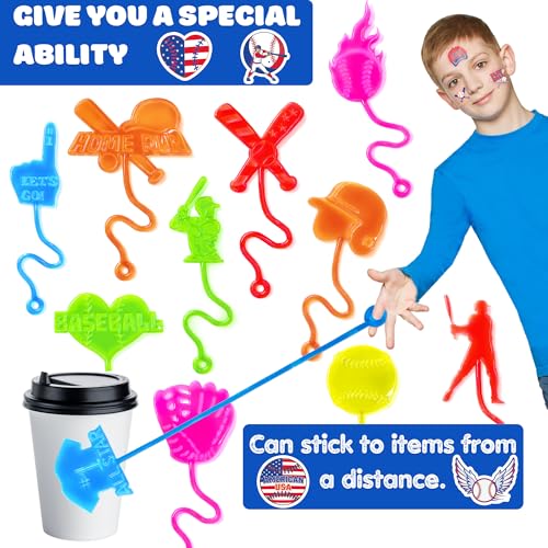 48 Pc Baseball Party Favors - Sticky Hands & Tattoos