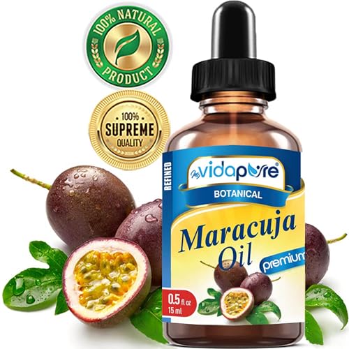 MYVIDAPURE MARACUJA OIL Passion Fruit WILD GROWTH. 100% PURE for Skin, Face, Hair, Lip and Nail Care. (0.5 Fl Oz)