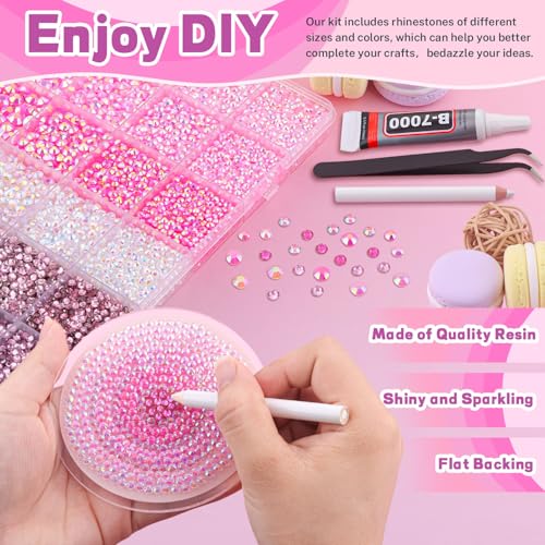 20,000 Pcs Pink Flatback Rhinestones Bedazzling Kit with B7000 Glue