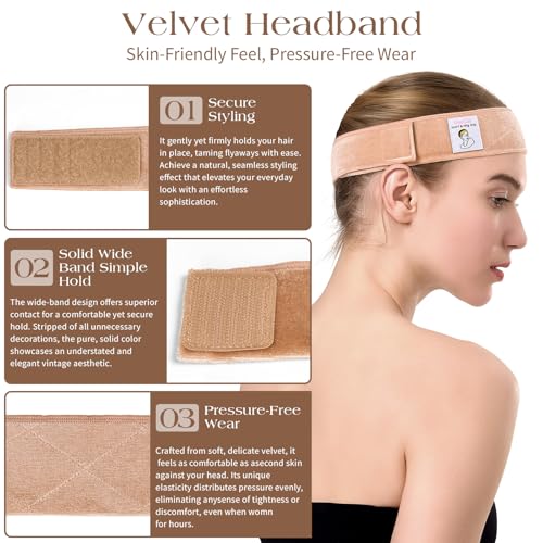 Wig Grip Band - Non-Slip Velvet Headband, 2 Pack + 4 Caps