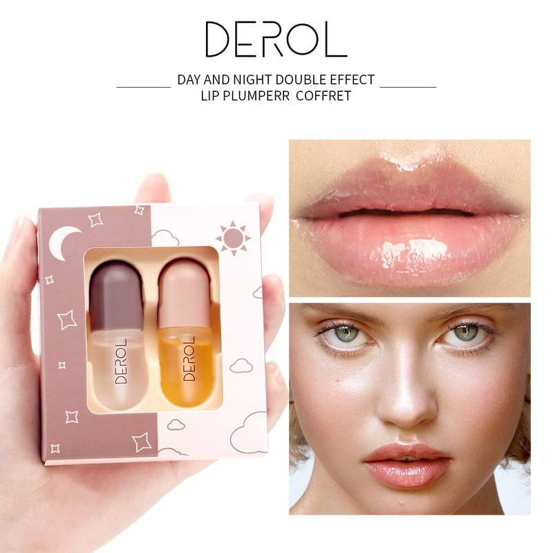 Lip Plumper Set with Day & Night Serum, Vitamin E & Collagen
