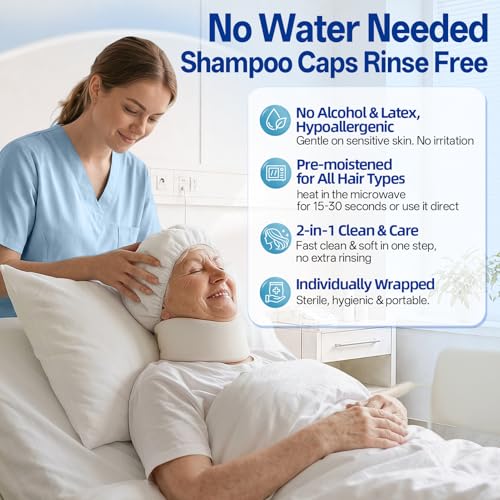 Tolnetr 8-Pack Waterless Shampoo Caps for Bedridden Patients