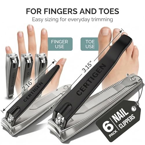 Nail Clippers Set 6-Pack - Toenail & Fingernail Clippers