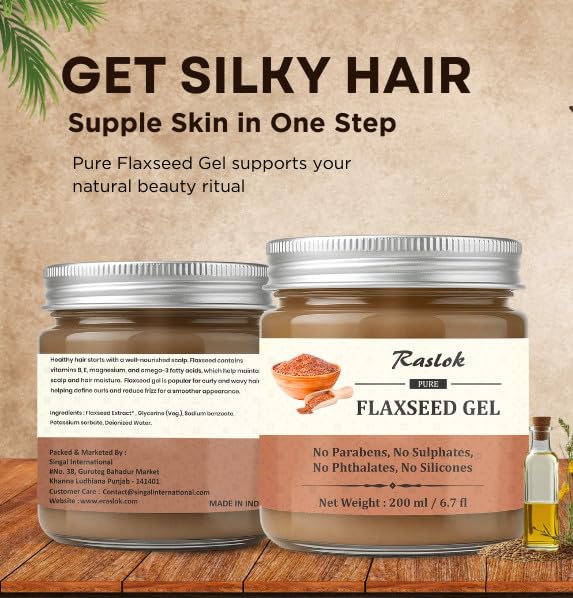 Raslok Flaxseed Hair Gel for Curl Definition & Hydration - 6.7 fl oz