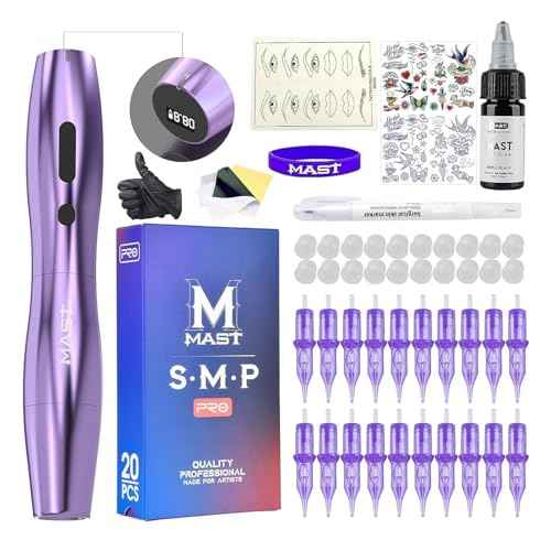 Mast Tattoo Kit, P20 Wireless Tattoo Pen Machine Gun Kit, The Slim Tattoo Pen with Digital Display Chargeble Battery, Pro Tattoo Needles Cartridges Black Ink for Women