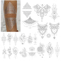 Silver Metallic Temporary Tattoos - 21 Large Patterns