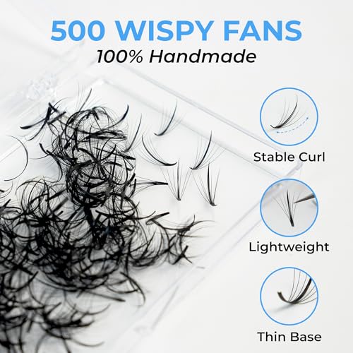 TEGAN LASH 500 Wispy Premade Fans Eyelash Extensions 7D-15mm