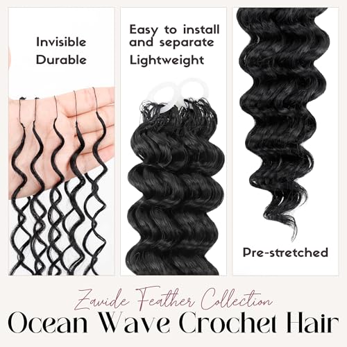 Zavide Feather Crochet Hair 10 Inch Ocean Wave - 100 Strands
