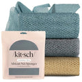 Kitsch African Net Sponge Aqua Grey 3-Pack - Exfoliating Body Scrubbers for Smooth Skin