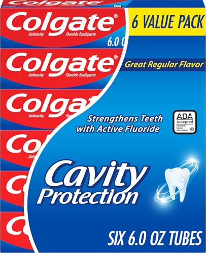 Colgate Cavity Protection Fluoride Toothpaste - Regular Mint, 6 oz (6 Pack)