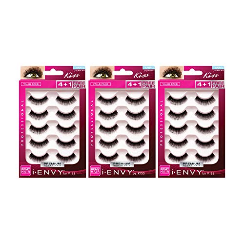 iENVY by KISS Juicy Volume 01 5 Pair Multi Pack (KPEM12) (3 Pack) Short Length Made of Human Natural Hair