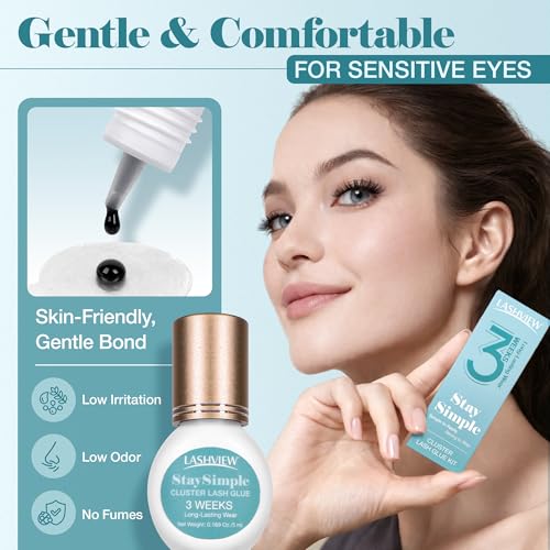 LASHVIEW Eyelash Cluster Glue Kit - Strong Hold, Waterproof, 5ml