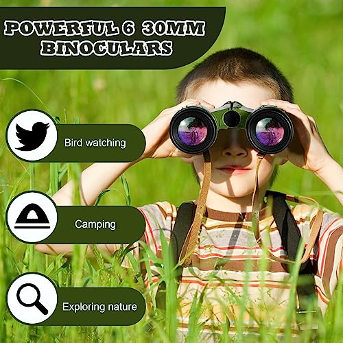 Libima 24 Pcs Binoculars for Kids Educational Compact Kids Binoculars with Neck String Toddler Binoculars for Boys Girls Learning Bird Watching Camping Hiking Travel Safaris Birthday Gifts (Green)