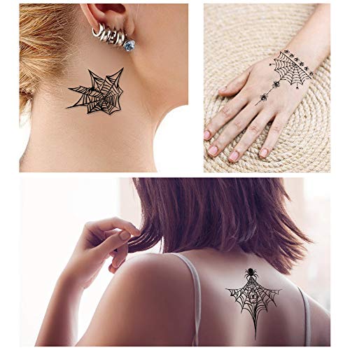 65pcs Halloween Spider Web Temporary Tattoos