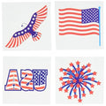 Patriotic Party Tattoos, 4" x 4", 24 Ct.