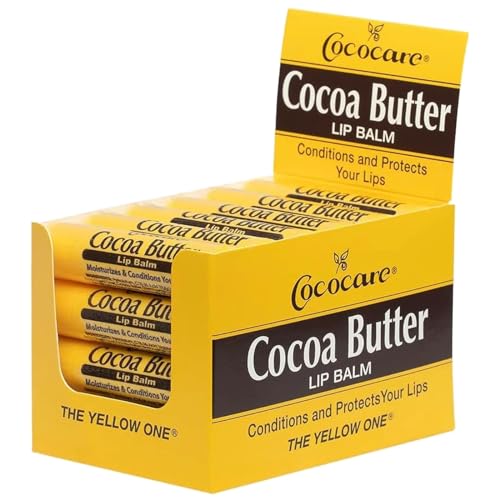 Cococare Cocoa Butter Lip Balm - The Little Yellow Stick - Conditions & Protects Lips with Hydrating Formula - Light Scent of Cocoa Butter - 0.15oz (10 Sticks)