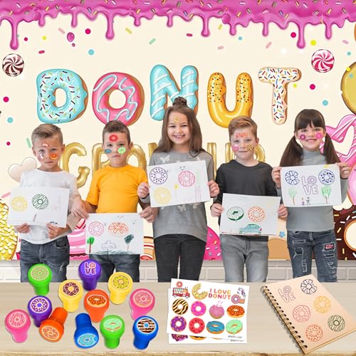 36 Piece Donut Party Favors Set - Tattoos & Stamps