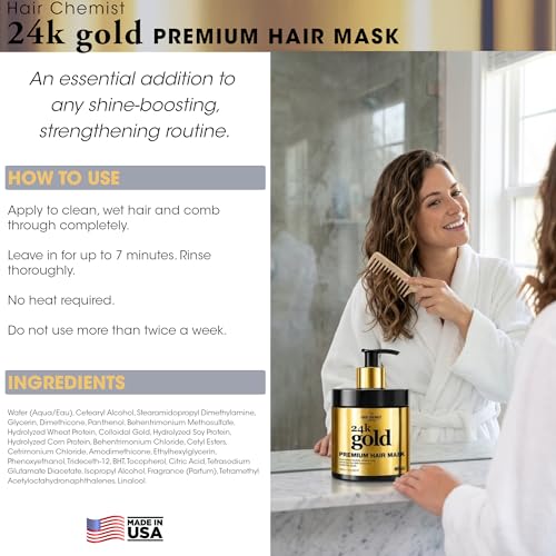 Hair Chemist 24K Gold Hair Mask for Shine & Frizz Control - 15 oz