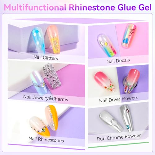 Makartt Nail Rhinestone Glue for Tiny Gems, 2 x 8ml Precision Gel