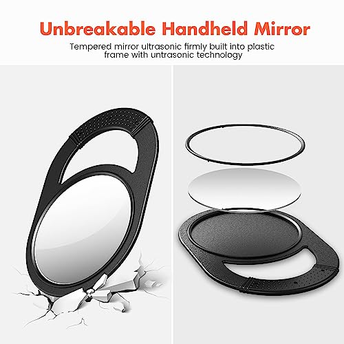 TASALON Unbreakable Hand Mirror with Anti-Slip Grip - 11"