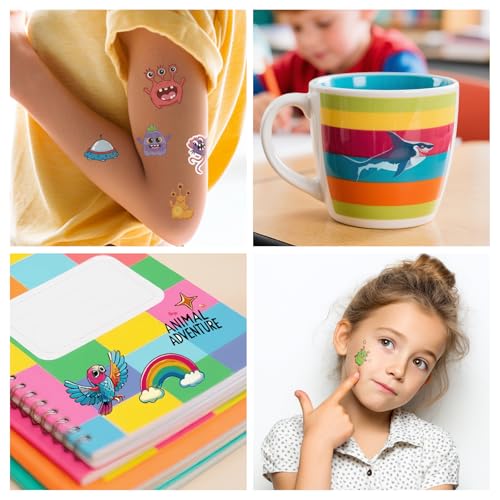 Temporary Tattoos for Kids, 60 Pcs Waterproof Stickers