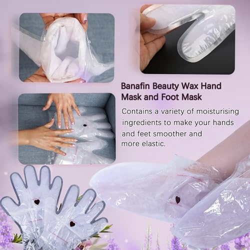Paraffin Wax Gloves,The Paraffin Wax for Hand and Feet,Paraffin Hand & Foot Treatments and Booties Set for Intensive Hydration At Home Or Spa(Lavender) 2 Pair Hand & Foot Wax Gloves