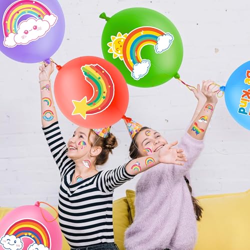 72 Pc Rainbow Party Favors Set - 24 Punch Balloons & 48 Tattoos