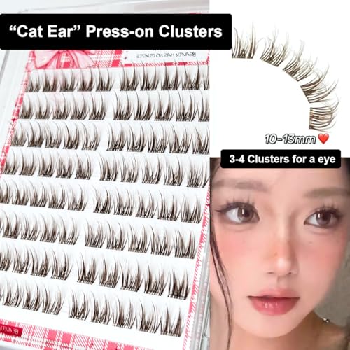 Brown Self-Adhesive Fluffy Eyelashes 80 Clusters 10-13mm 5D