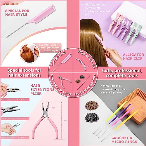 Hair Tinsel Kit 12 Colors 2400 Strands with Tools