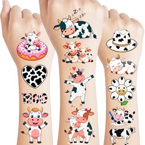 Cow Temporary Tattoos - 60Pcs Party Favors for Kids