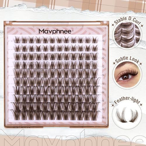 Mavphnee Brown Fairy Cluster Eyelash Extensions 10-18MM Natural Wispy Lashes