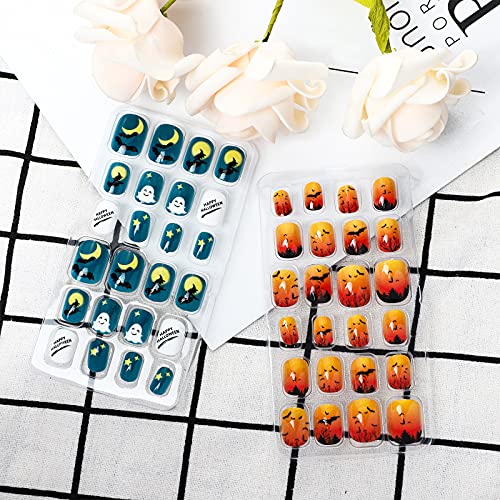 SUBANG 288 Pieces Horrible Nails Children False Nails Girls Press on Pre-glue Full Cover Artificial Fake Nails Cute Short Nail Tip Kit for Children Little Girls Nail Art Decoration