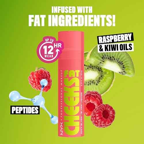 NYX PROFESSIONAL MAKEUP Fat Cheeks Liquid Blush, Buildable, Dewy Blush with Long-Lasting 12HR Wear - Fig Fizz (Soft Peach)