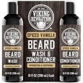 Viking Revolution Beard Wash and Beard Conditioner for Men with Argan Oil and Jojoba Oil - Beard Softener and Strengthener Beard Care Beard Shampoo and Conditioner with Beard Oil (10oz,Spiced Vanilla)