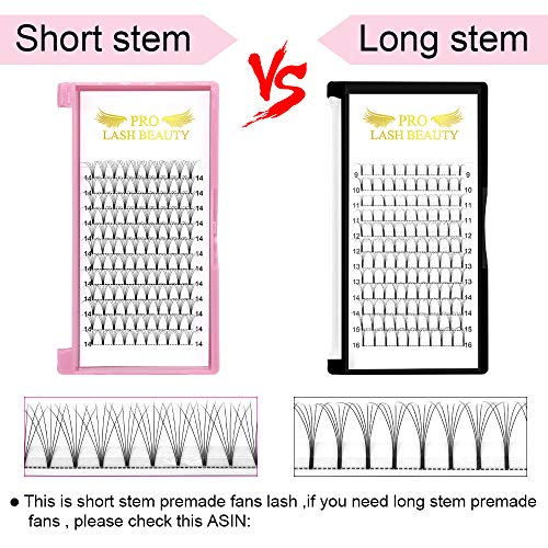 Premade Fans Eyelash Extensions 6D-C-0.10-16 Short Stem Premade Volume Eyelash Extensions .07 .10 C D Curl Pre made Lash Fans 9 to 20 mm Volume Lash Extensions (6D-C-0.10,16mm)